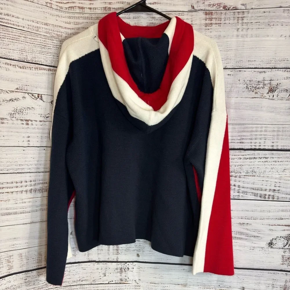 Tommy Hilfiger Sweater Womens Size Large Ski‎ Pullover Knit Hoodie Embroidered